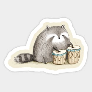 Raccoon on Bongos Sticker